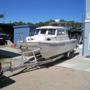 On the trailer at Wefings ready to go to the launch ramp in Apalachicola