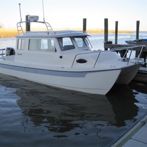 Destiny in the water at the Water Street Hotel and Marina - getting ready for a quick spin in the intercoastal waterway