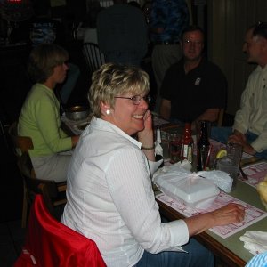 Valerie enjoying the good company and good food