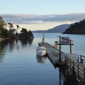 Afternoon in Fossil Bay. Still no other boats. Only downside is the shortness of daylight this time of year.