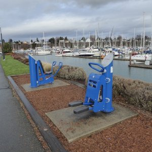 New exercise gadgets along the marina trail