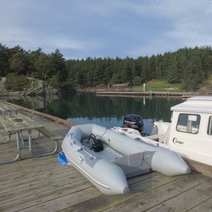 Inflating the dinghy on the dock - Sucia is a big island and it's quicker to motor to the other side of the island than to walk!