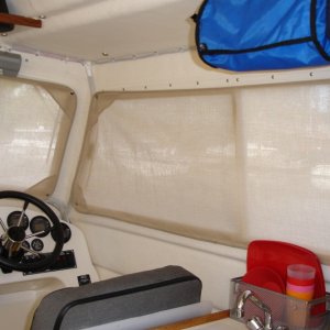 Media 'New sunbrella shade window coverings. Allow light and some view but lots of privacy.' in album 'Counter extension for TC255'