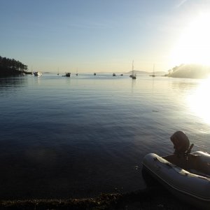 Going ashore to pay the buoy fee