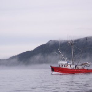 30 08 passing a fishing boat on the way to Cape Caution