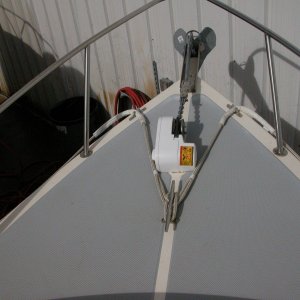 Media 'Position of chocks to give max. angle toward bow for any bridle set' in album 'New 4" bow chocks shown with 1/2" braid dock line with added  shaffing gear'