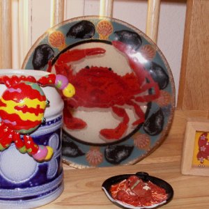 Crab Plate and Crab on Beer Mug