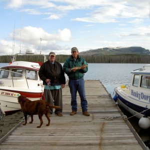 Media 'Jody and Jay with Annie and another fish caught off the Eagle Bay Dock' in album 'Yellowstone John and Edna in the Farwest 11 returning from cruise down lower end of lake'