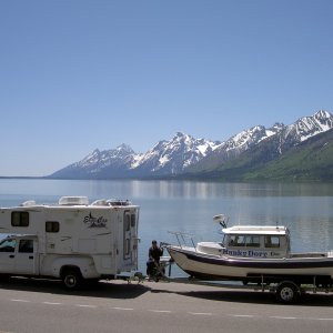 Media 'Early use of our retirement combo' in album 'Yellowstone John and Edna in the Farwest 11 returning from cruise down lower end of lake'