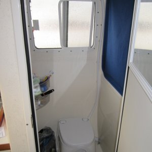 Sealand Porta Potti now installed and plumbed in place of the original, less than wonderful, "marine head"