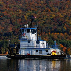 Tug Lewis and Clark traversing the mighty Tennessee on a Fall day.