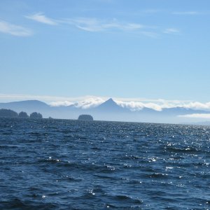 On the other side of that island is the Pacific Ocean.