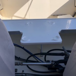 Media 'Supported underneath and aluminum angle on the ends' in album 'Generator/ Utility fiberglass platform 
Cedar anchor locker for aft anchor.'