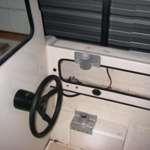 Media 'A view of the aft helm and pot puller mounting bracket.' in album 'First tow - January, sub-zero temps.'