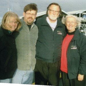 Media '(R/J): At the Edmonds Marina after the SBS/CBC, Joyce & Roger (Sea DNA) along with Bill & Brenda Russell (Falcon) of Stamps, Arkansas.' in album 'Freehand C-Dory Collage 2005'