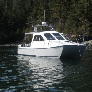 Anchored up with the NEW radar Arch installed
