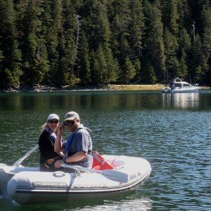 Rowing back to the boat after checking the beach for bear sign.