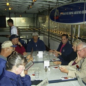 Checking the menu at the Endless Summer