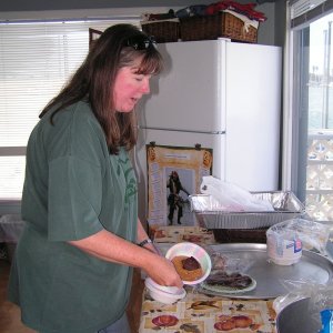 Pat working the desserts!