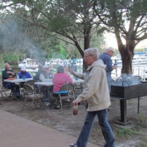 Grill is fired up near dinner time. Free use of tables and chairs. The park people were the nicest park rangers I have ever met.