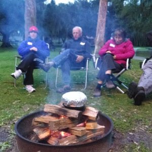 Media 'From the right an unknown persons hand maybe Larry from the Odyssey, Tom our host Tom's wife Joyce, Casey, Mary, Rich and I already forgot the  dogs name who was the most obedient dog I have ever seen.' in album 'South of Hontoon State Park on the Saint John's gatorville'