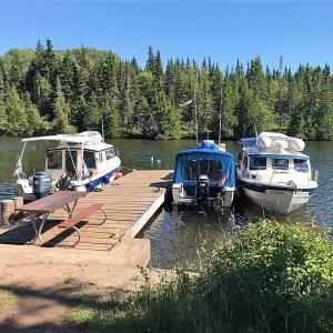 DeJa La, C-Otter and Midnight Flyer on the Birch Island Dock