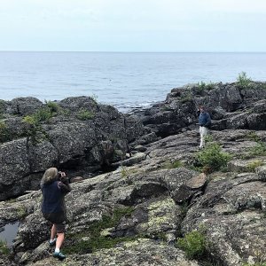 On Raspberry Island, Joyce getting a photo of Wolfgang.