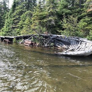Old wreck in Chippewa Harbor