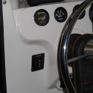 Media 'Windless switch mounted at helm.' in album 'Kicker mount and trim planes.'