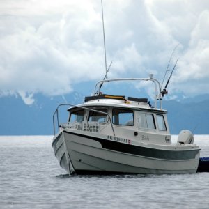 Bidarka at anchor in Bass Harbor