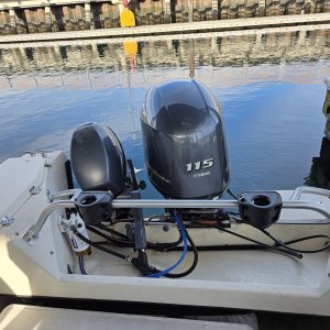 Media 'This is a custom bar made by 3 Rivers Marine and includes extra mounts for rigidity' in album 'Garmin 8610xsv unit.  I paid for the upgrade to pull engine data, including MPG, FLow and fuel usage per trip as displayed on the Yamaha interface, upper right quadrant'