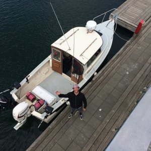 Me after skipping ferry traffic / took travel to the island in my own hands. Our coast is beautiful. Dad took this picture of me after crossing from Vancouver to Saratoga Beach.in June. What a way to commence summer, and get a feel for how she motors!
