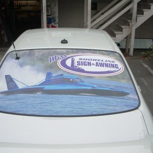 Media 'Digital print on rear window, yan can barely tell its there from the inside' in album 'on stage, seattle international comedy competiton, bellingham, took 3rd that night'
