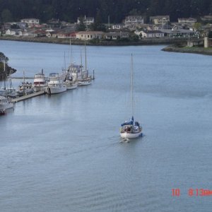 11 April The sailboat is on the other side of the LaConner bridge