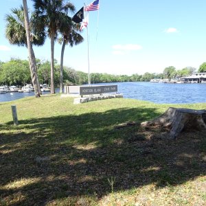View from the C Dory memorial bench toward the flag pole.