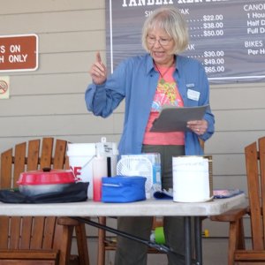Joyce announces the winners of "gadgets" presentation.