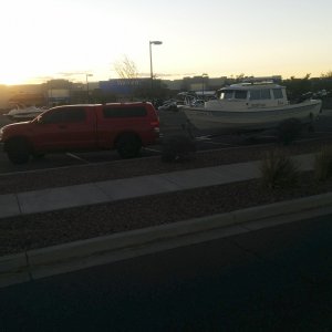 Boaterhomed in the WalMart Parking lot.