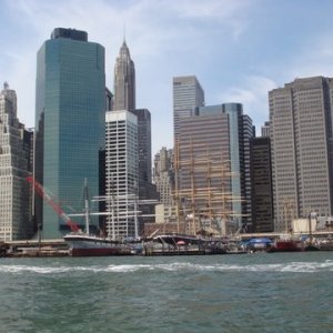 DSC02545 The New York Skyline from the East River I think the one with the pointed spire is the Empire State Building
