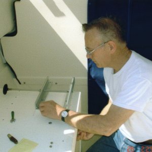24 May 2005: Installing the hardware for the swivel seat.