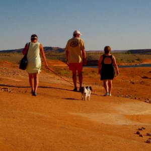 Toni, Russ, Patty and Baxter Go for a Walk Above Bullfrog Bay 9-19-10