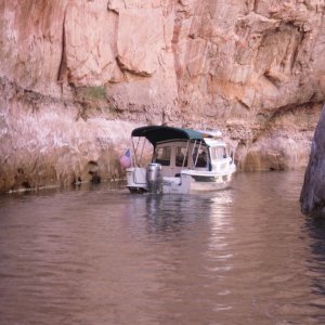 Rick on Hunky Dory in Secret Canyon by Rana Verde