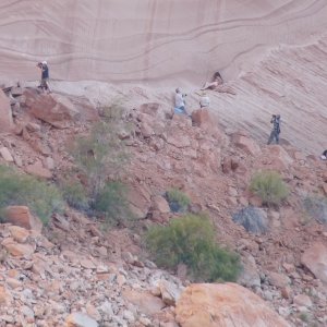 Nude photo class - 5 photogs w/ 3 models across from Forgotten Canyon C Brat group.