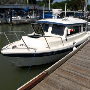 Media 'David's newly named Blue Eagle. It's a Cape Cruiser 26 with FLIR!!! Check out the closeup. David demonstrated FLIR to the group. WOW!' in album 'Rio Vista, gett'n the boats ready to go.'