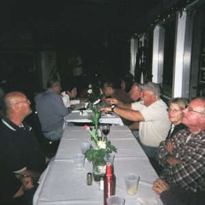 Getting ready for the food and grog at the Sausalito Cruising Club.