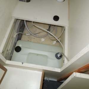 Fuel tank locaton, just fits.  Had to remove the shower sump but will never use.