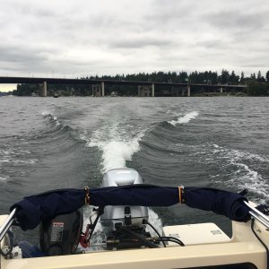 Cruising the lake. The 16 feels so light compared to the 22.