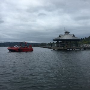 Gotta love the dude in wakeboard boat anchored directly in the center of the marina entrance!