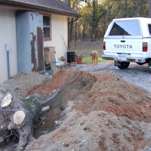 Two days standing on my head digging. Almost done.