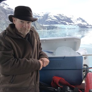 Jay in front of Marjorie Glacier