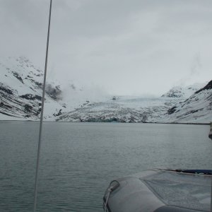 Well protected but cold anchorage in Reid Glacier Inletl.